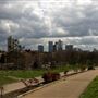 Views of Canary Wharf from Mile End Park